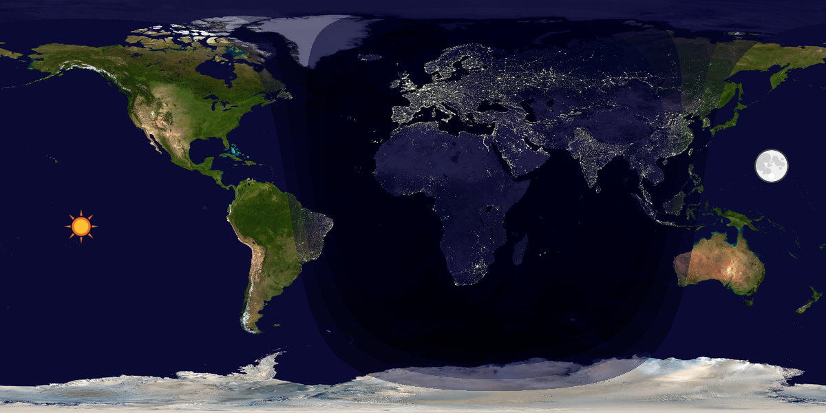 Verdenskart som viser dag og natt 