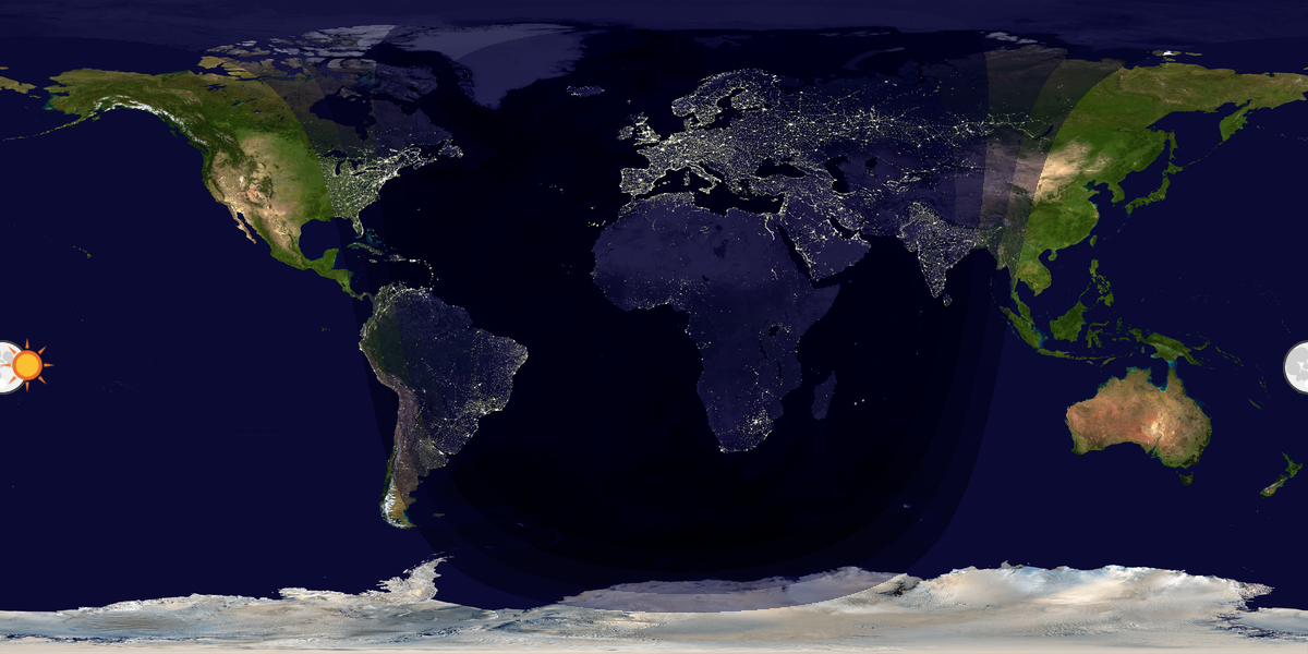 Verdenskart som viser dag og natt 