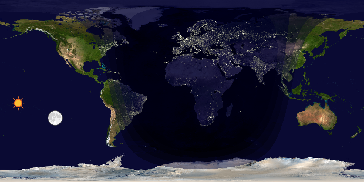 Verdenskart som viser dag og natt 