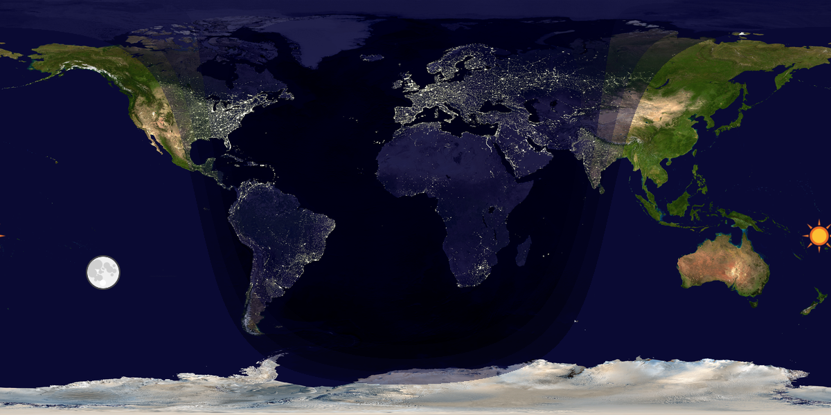 Verdenskart som viser dag og natt 