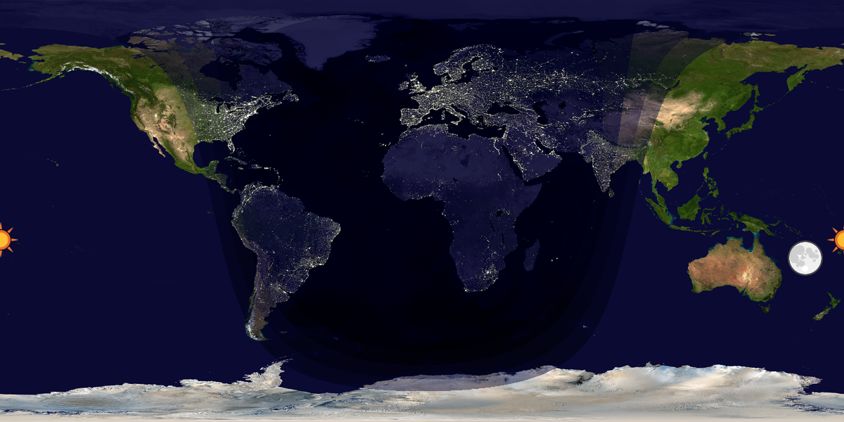 Verdenskart som viser dag og natt 