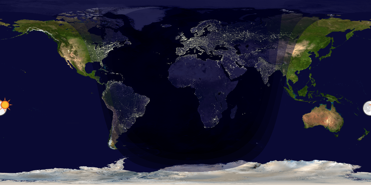 Verdenskart som viser dag og natt 
