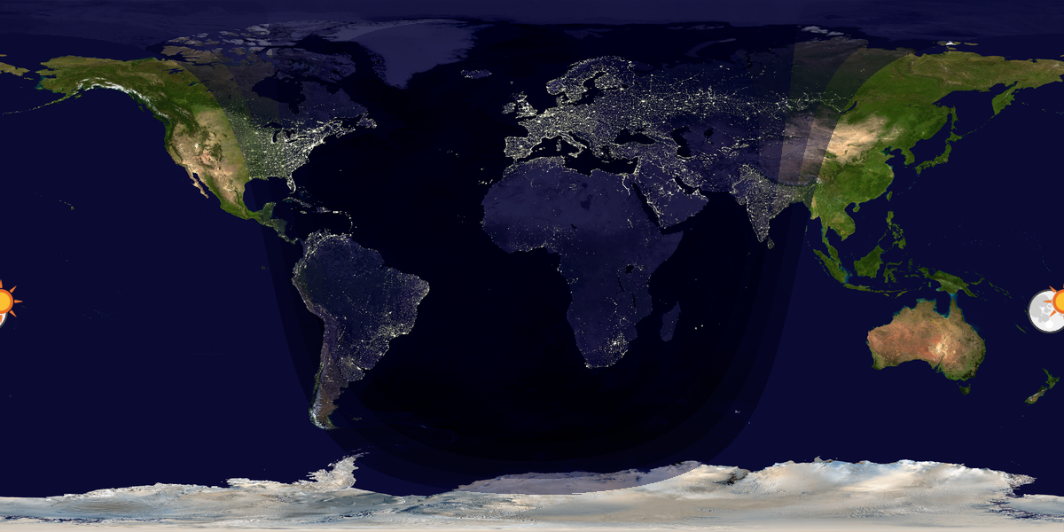 Verdenskart som viser dag og natt 