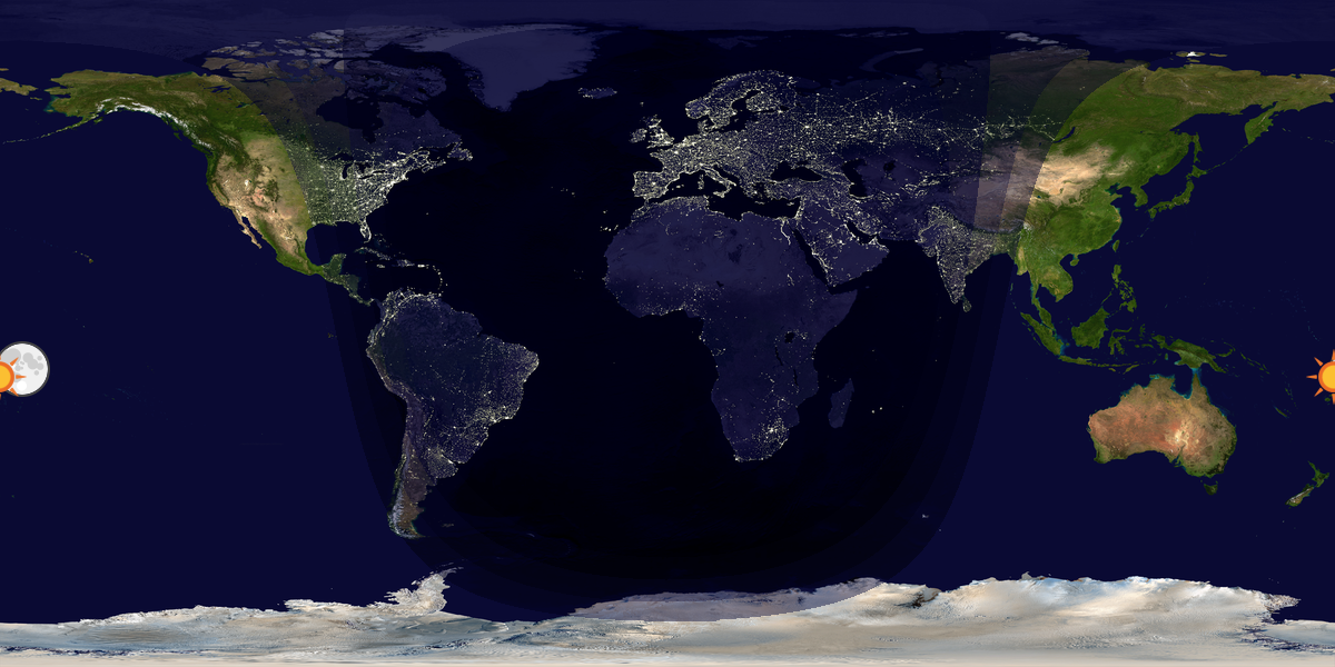 Verdenskart som viser dag og natt 