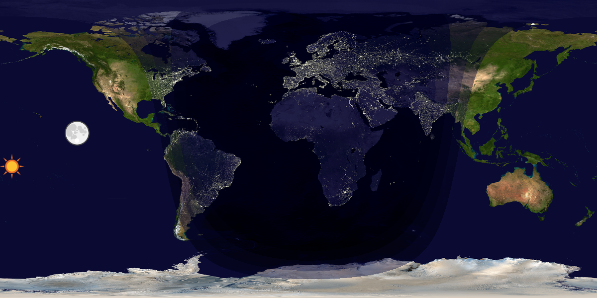 Verdenskart som viser dag og natt 