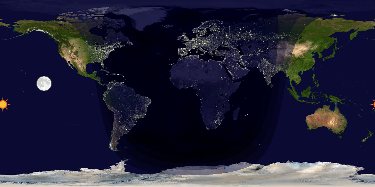 Verdenskart som viser dag og natt 