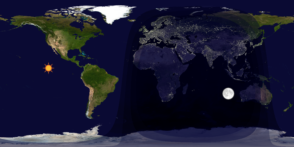 Verdenskart som viser dag og natt 