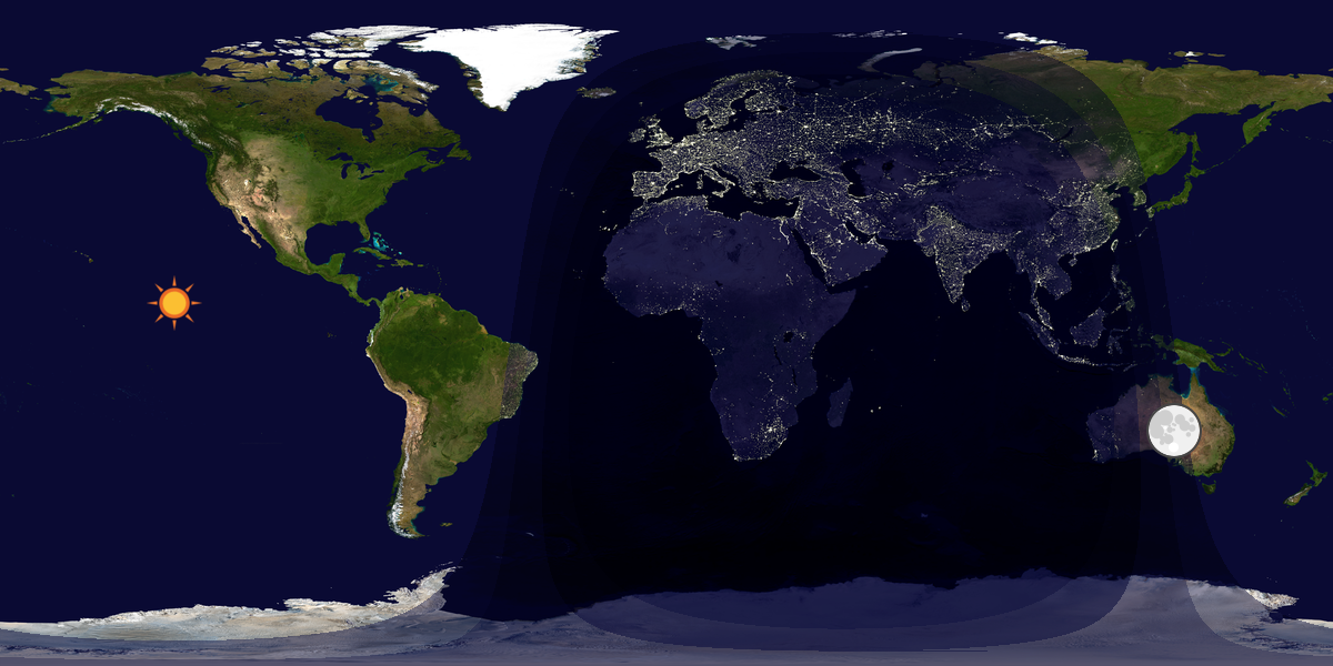 Verdenskart som viser dag og natt 