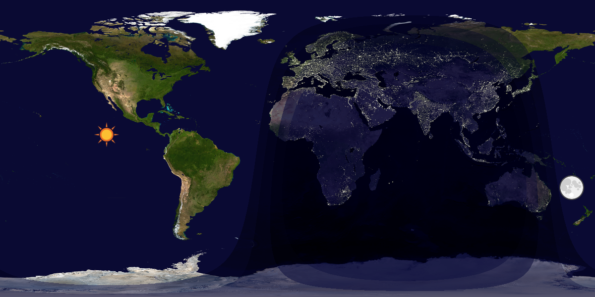 Verdenskart som viser dag og natt 