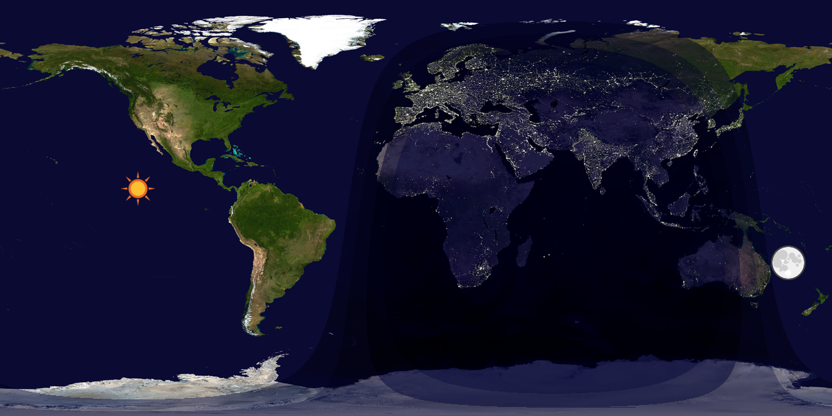 Verdenskart som viser dag og natt 