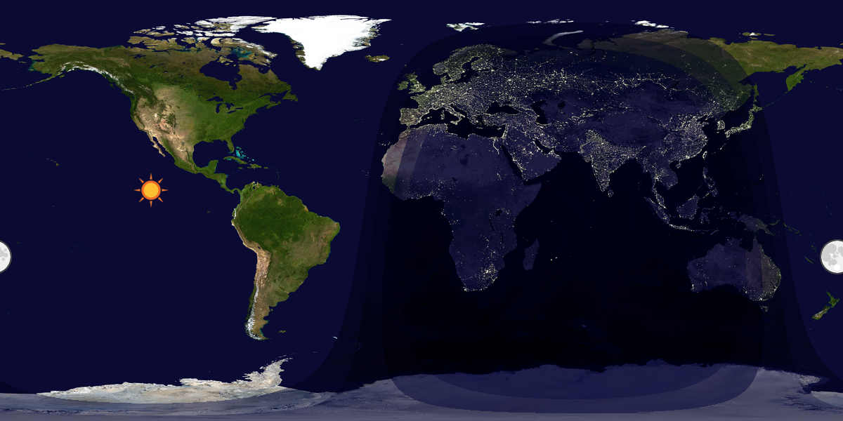 Verdenskart som viser dag og natt 