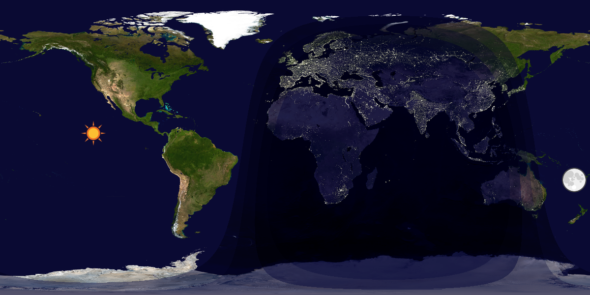 Verdenskart som viser dag og natt 