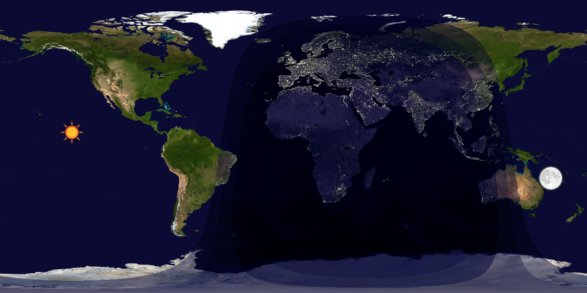 Verdenskart som viser dag og natt 
