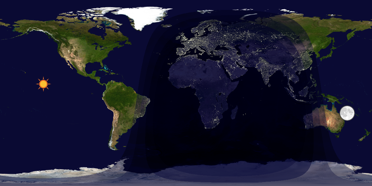 Verdenskart som viser dag og natt 