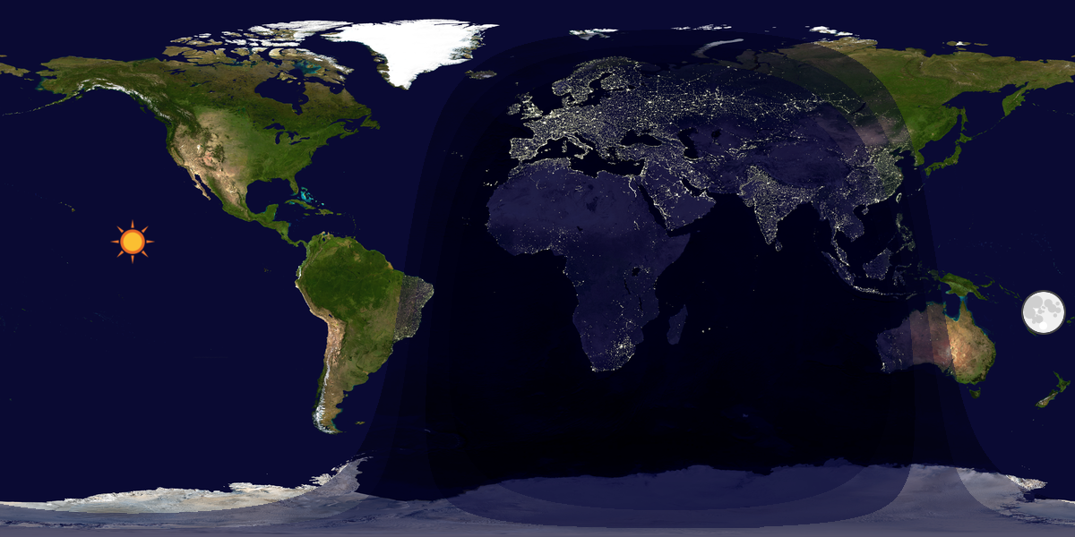 Verdenskart som viser dag og natt 