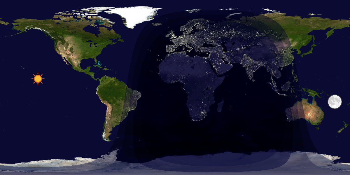 Verdenskart som viser dag og natt 