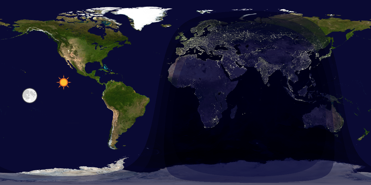Verdenskart som viser dag og natt 