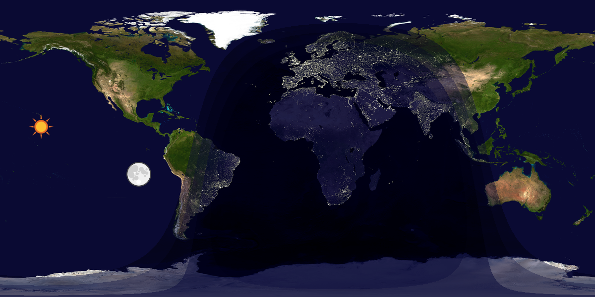 Verdenskart som viser dag og natt 