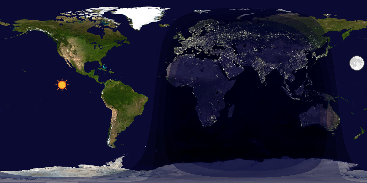 Verdenskart som viser dag og natt 