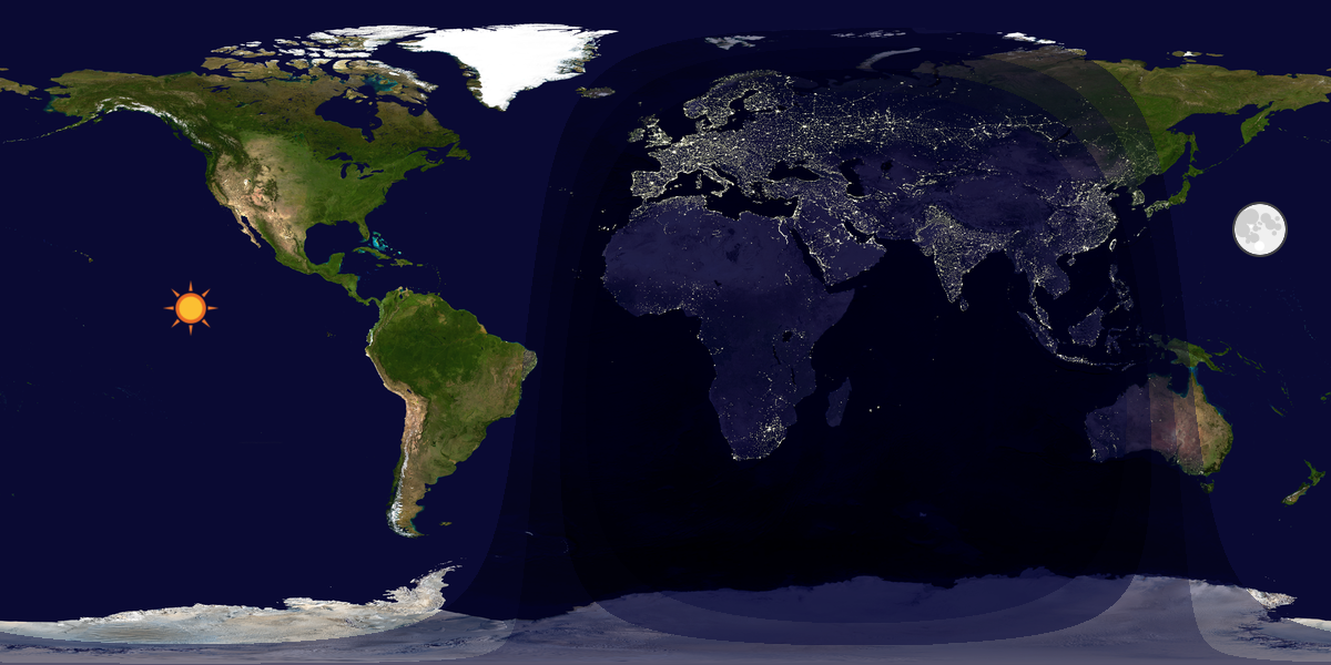 Verdenskart som viser dag og natt 