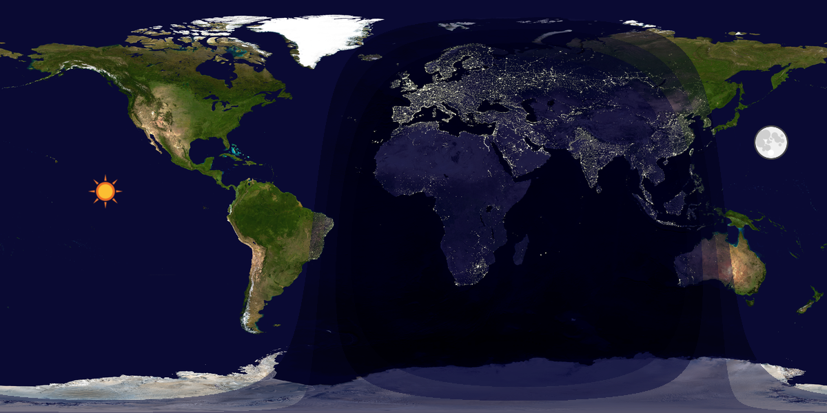 Verdenskart som viser dag og natt 