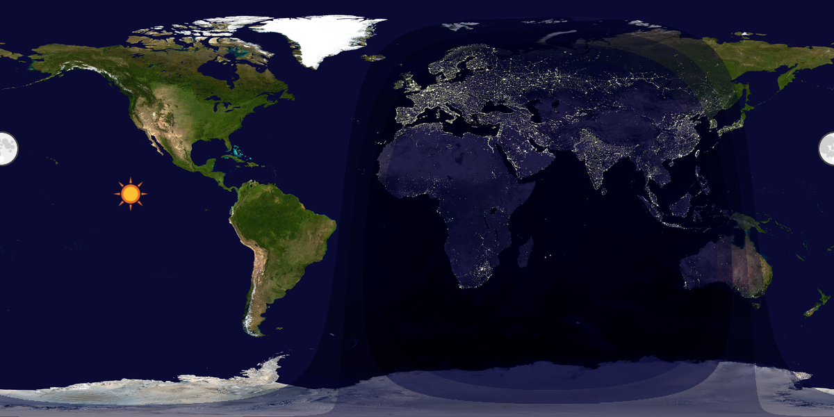 Verdenskart som viser dag og natt 