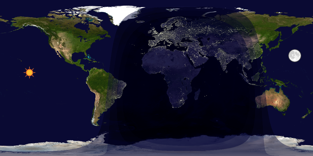 Verdenskart som viser dag og natt 