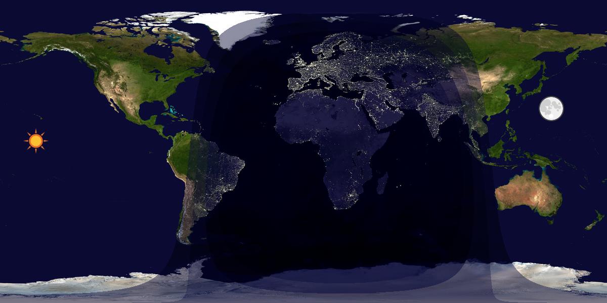 Verdenskart som viser dag og natt 