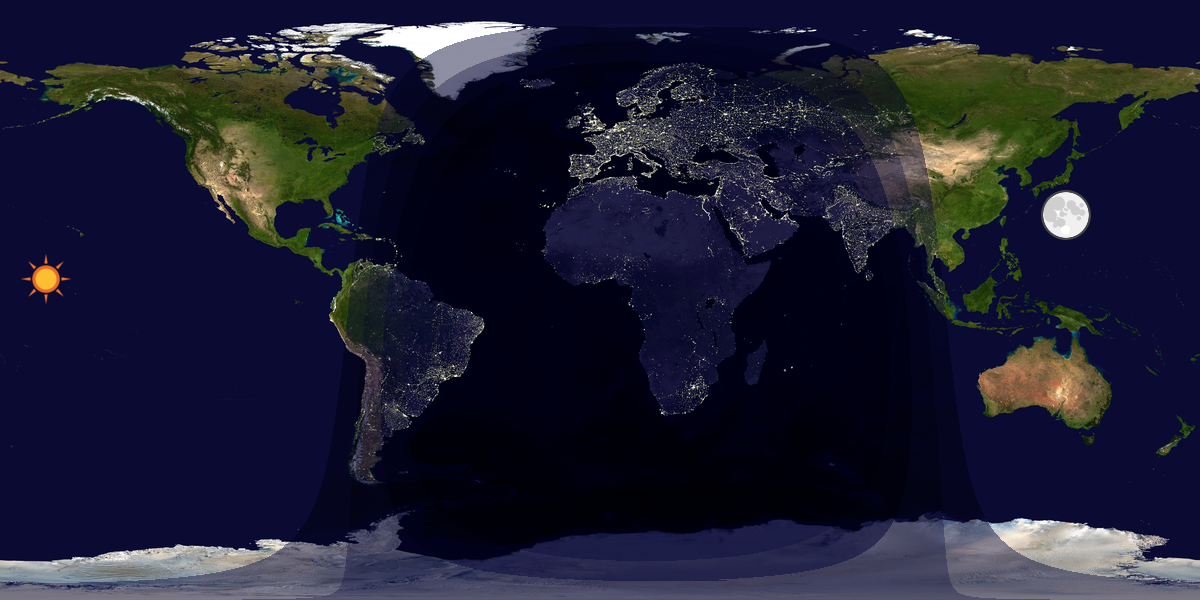 Verdenskart som viser dag og natt 