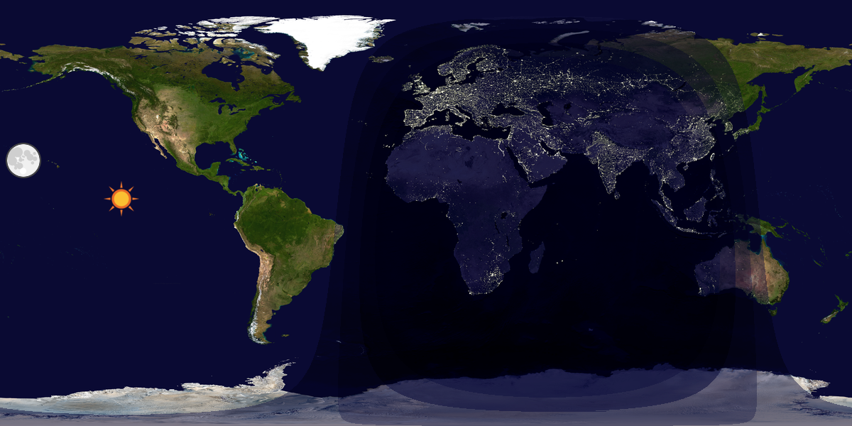 Verdenskart som viser dag og natt 