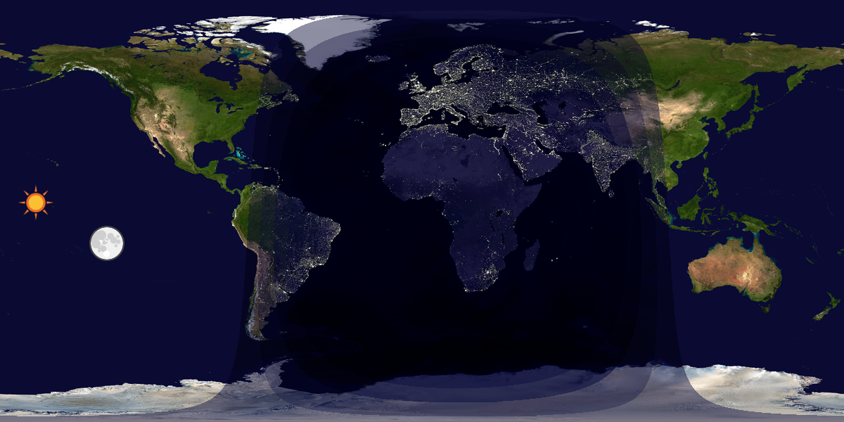 Verdenskart som viser dag og natt 