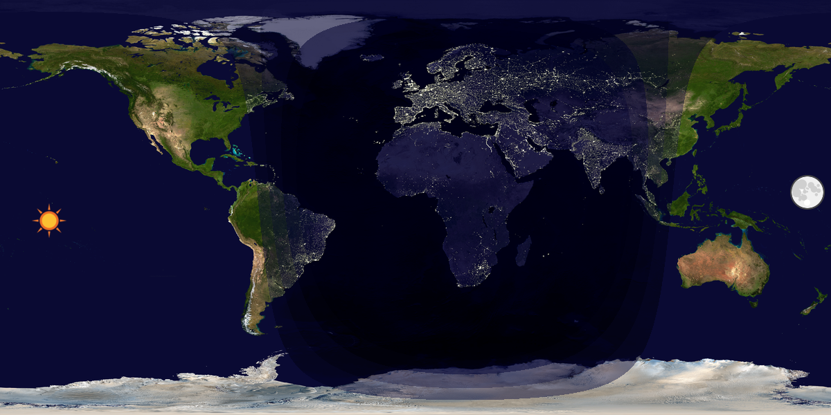 Verdenskart som viser dag og natt 