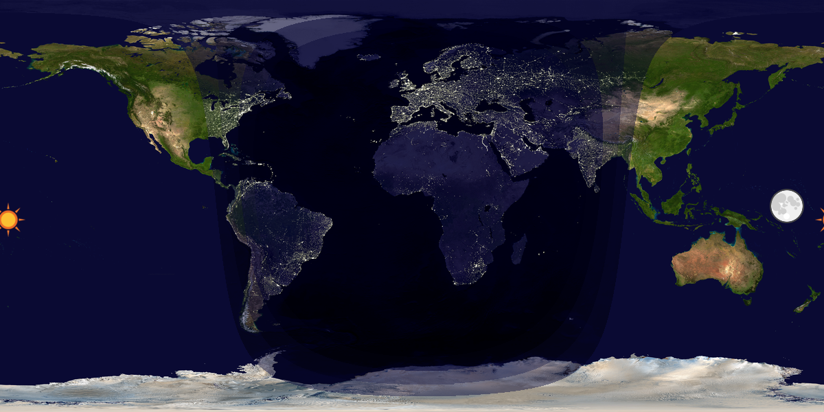 Verdenskart som viser dag og natt 