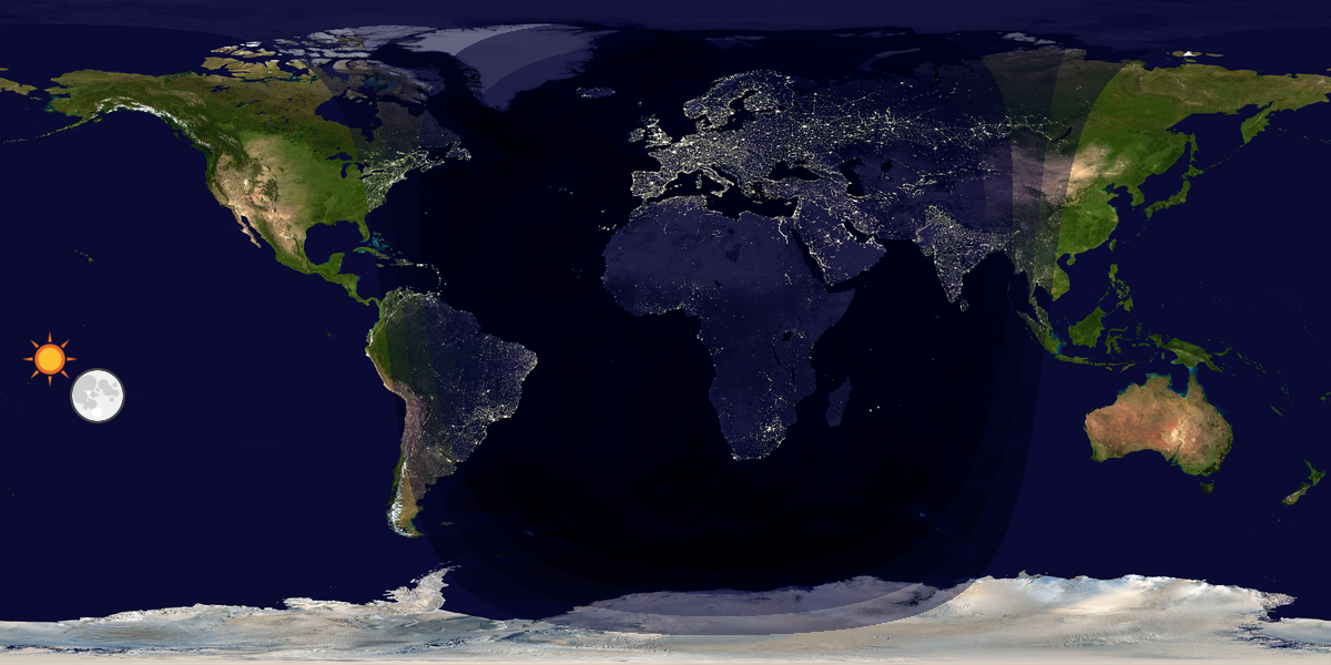 Verdenskart som viser dag og natt 