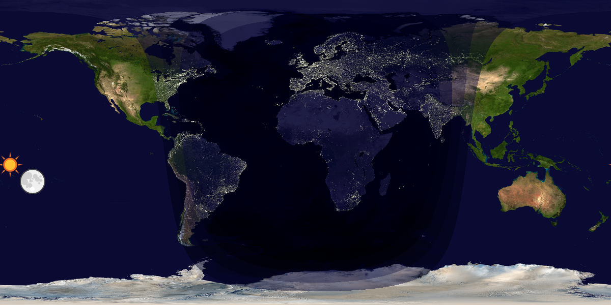 Verdenskart som viser dag og natt 