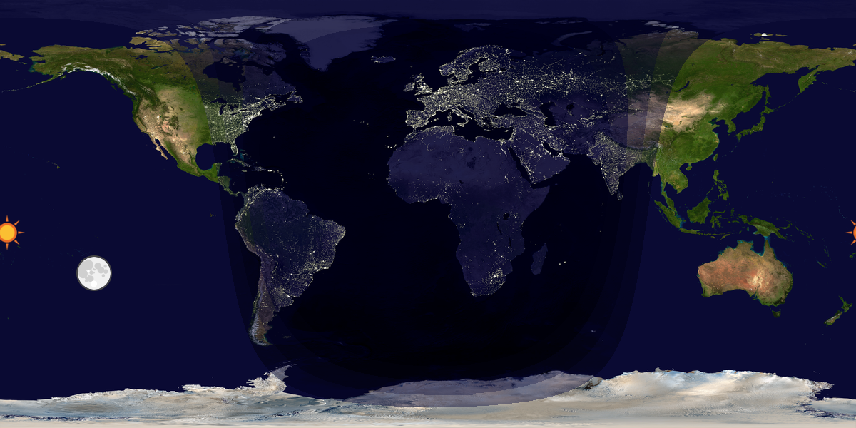 Verdenskart som viser dag og natt 