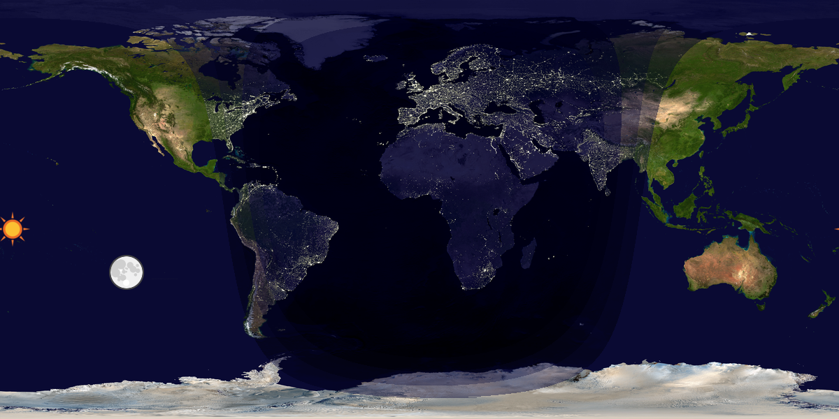 Verdenskart som viser dag og natt 