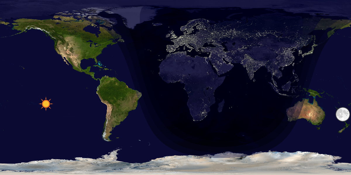 Verdenskart som viser dag og natt 