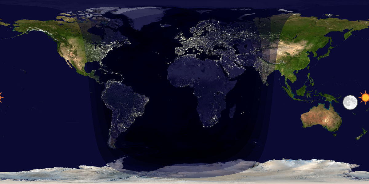 Verdenskart som viser dag og natt 