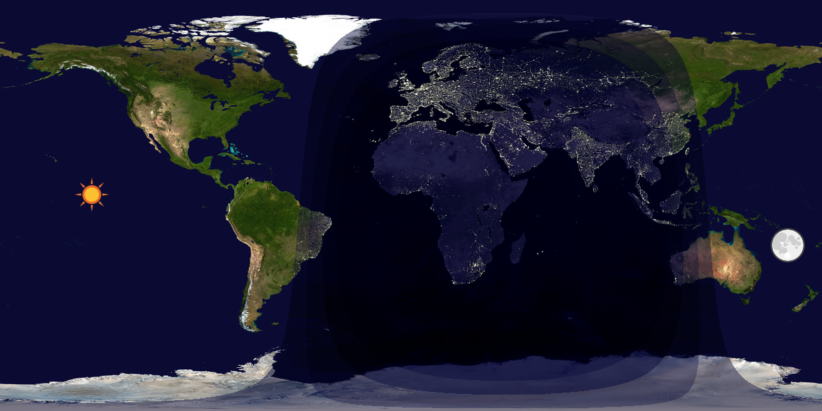 Verdenskart som viser dag og natt 
