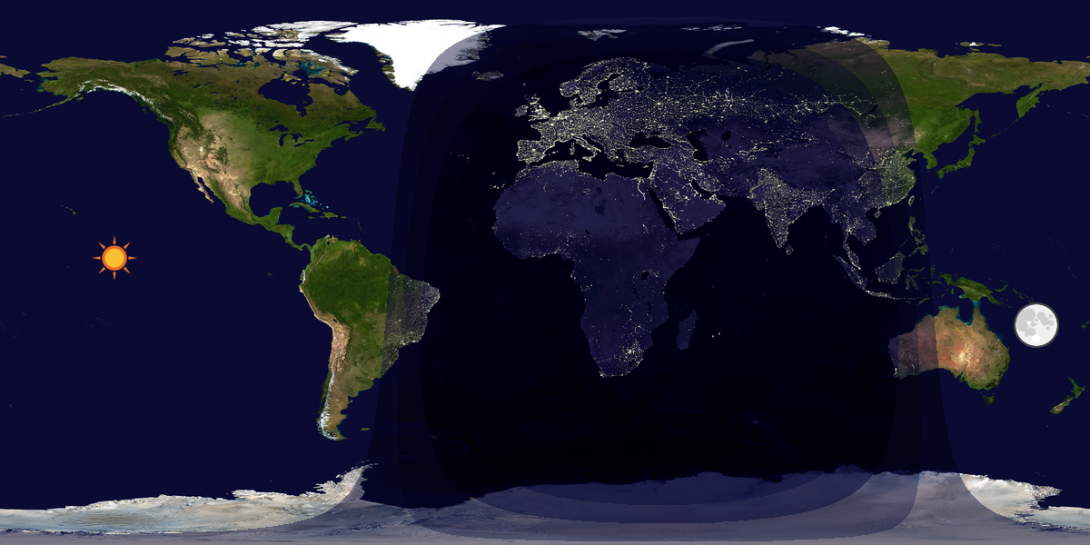 Verdenskart som viser dag og natt 