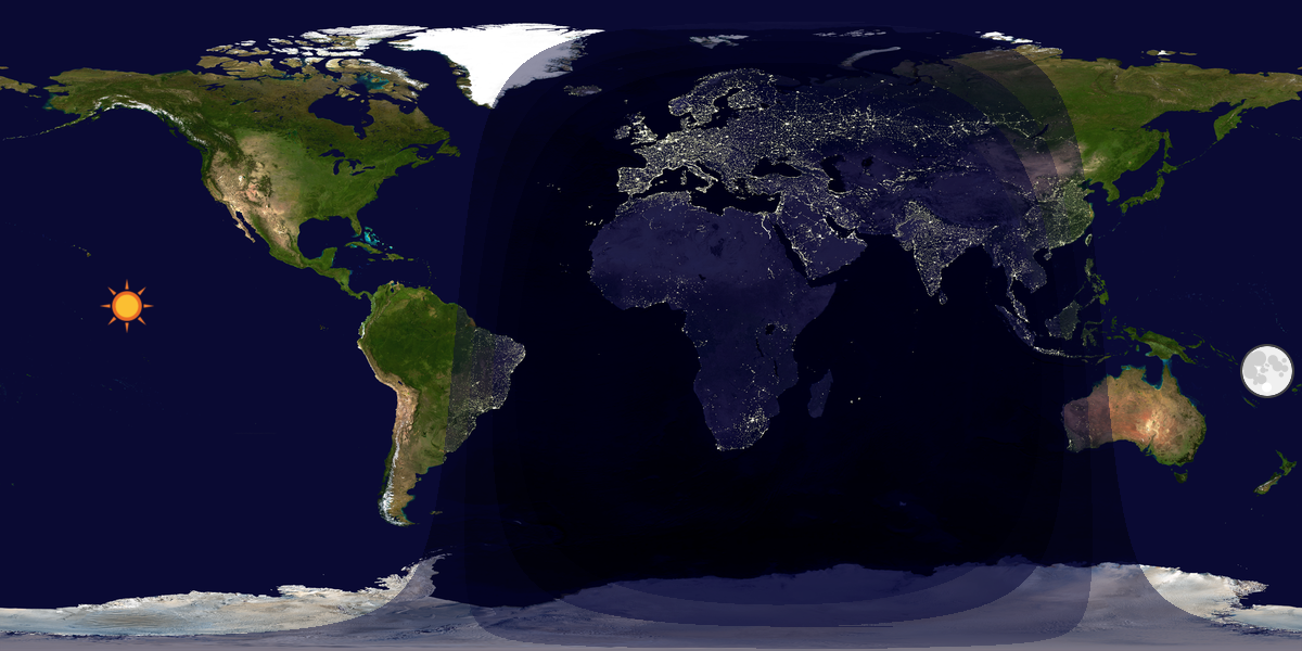 Verdenskart som viser dag og natt 