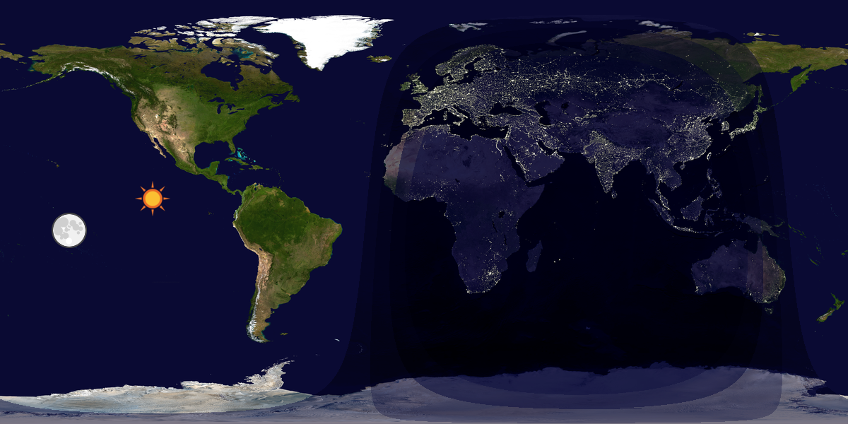 Verdenskart som viser dag og natt 