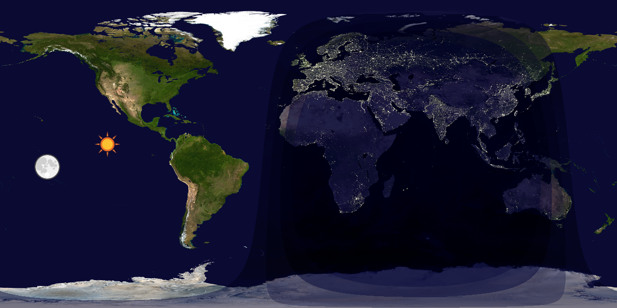 Verdenskart som viser dag og natt 