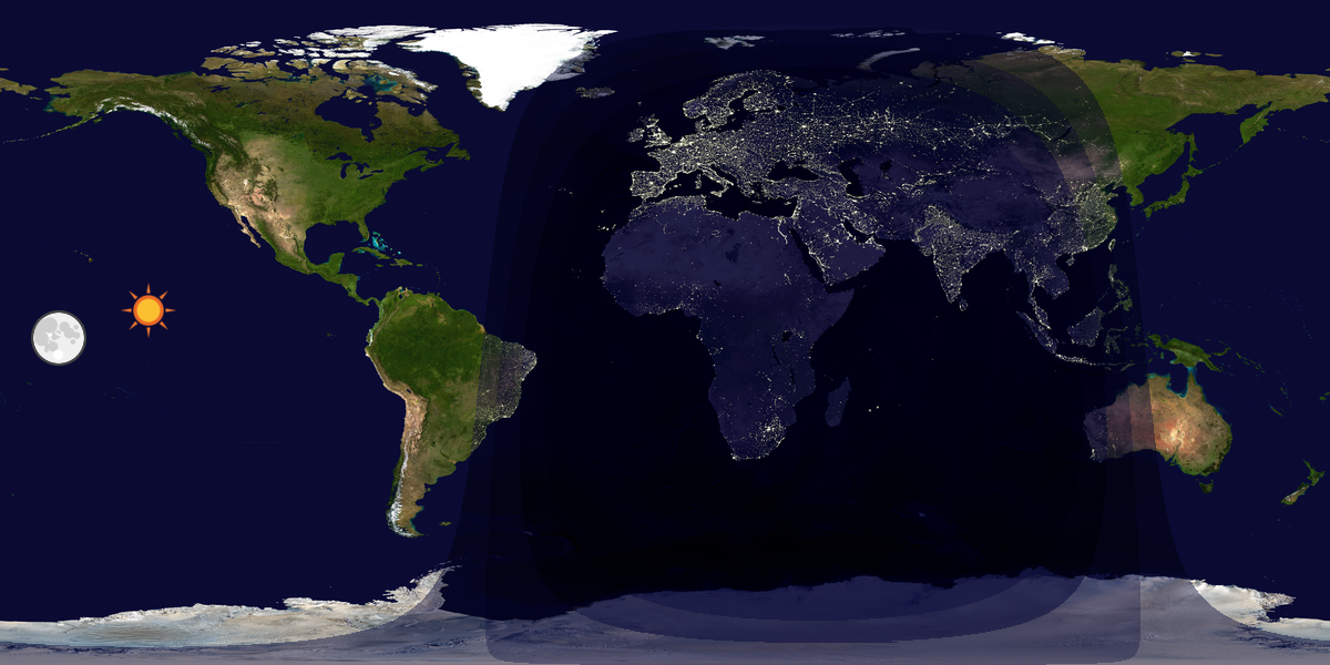 Verdenskart som viser dag og natt 