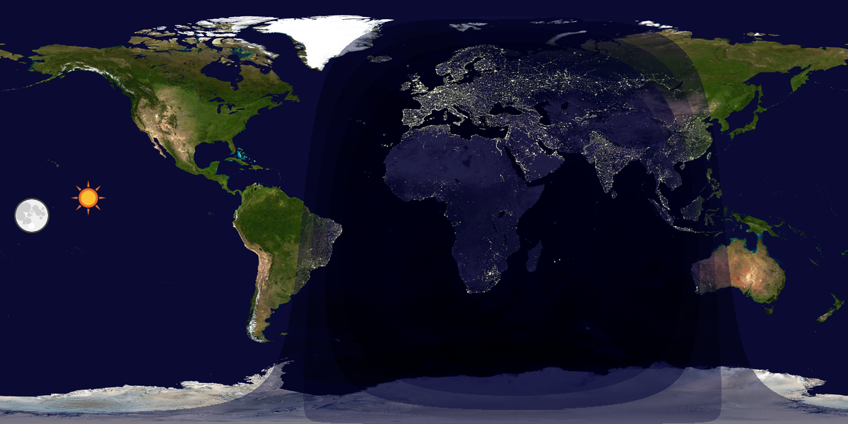 Verdenskart som viser dag og natt 