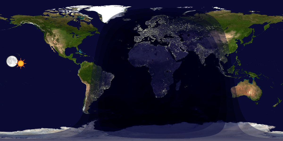 Verdenskart som viser dag og natt 