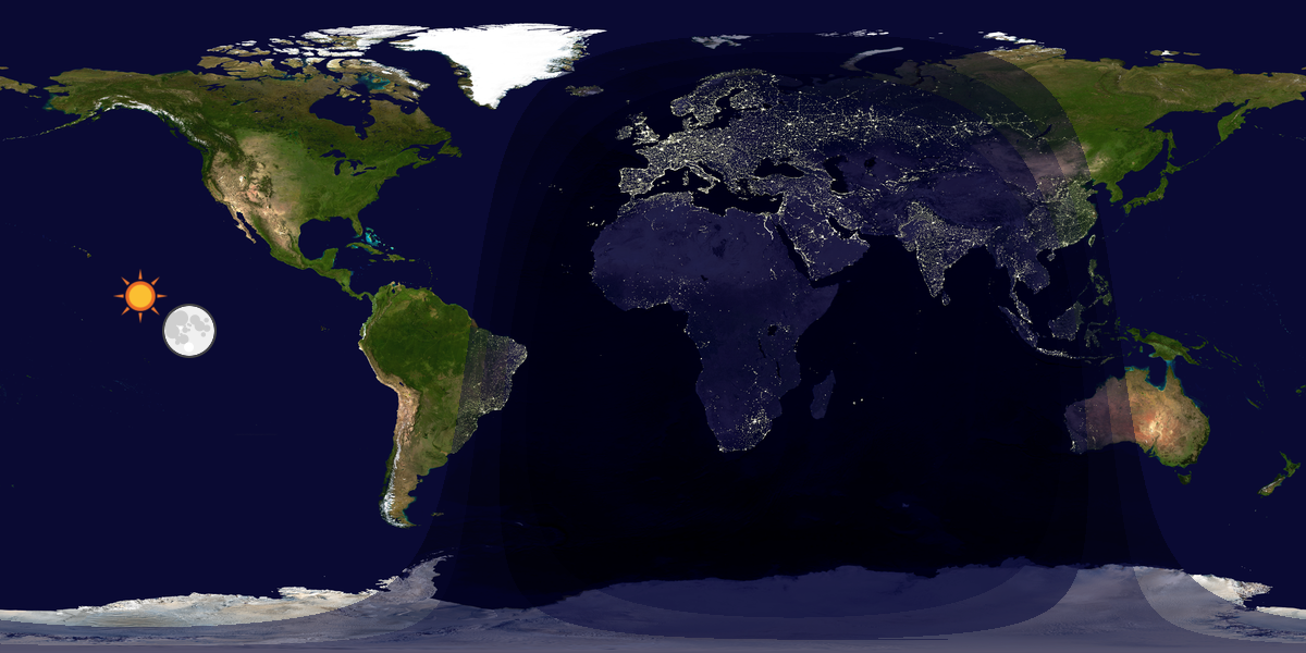Verdenskart som viser dag og natt 