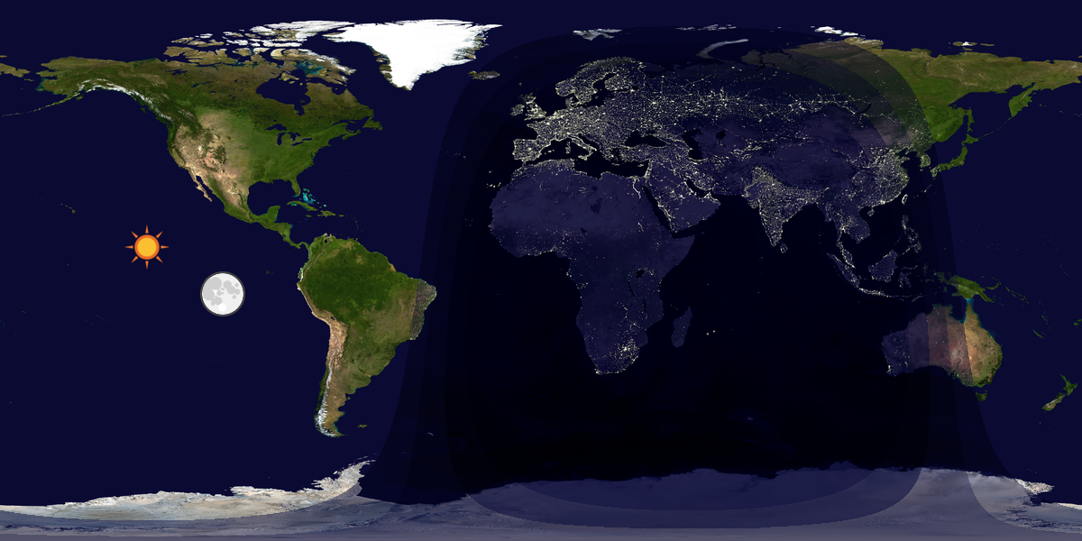 Verdenskart som viser dag og natt 