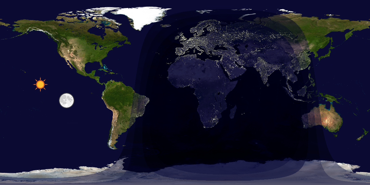 Verdenskart som viser dag og natt 